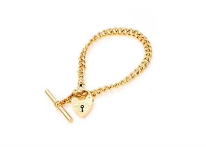 Gold Plated Toggle Heart Charm Bracelet